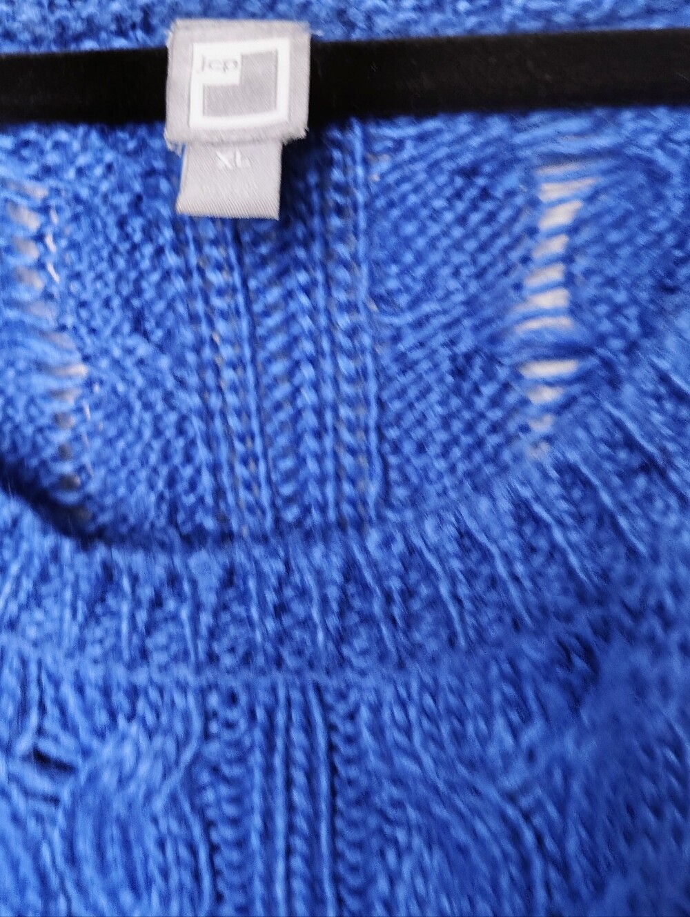 Blue Open Knit Cable Knit Sweater Oversized Wool Blend Pullover - Picture 2 of 7